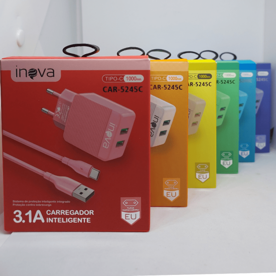 Carregador inteligente 3.1A Inova - car-5245c - Colorido