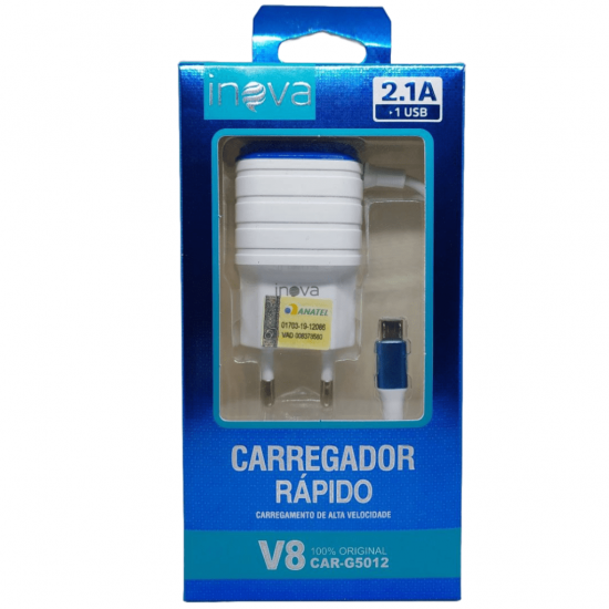 Carregador para celular V8 2.1a com 1 saídas USB CAR-5012 Inova
