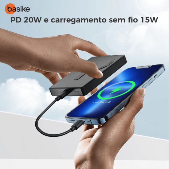 Carregador Portátil por Indução Power Bank 5000mAh e 10.000mAh Basike - 20W, Magsafe