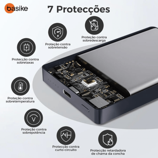 Carregador Portátil por Indução Power Bank 5000mAh e 10.000mAh Basike - 20W, Magsafe