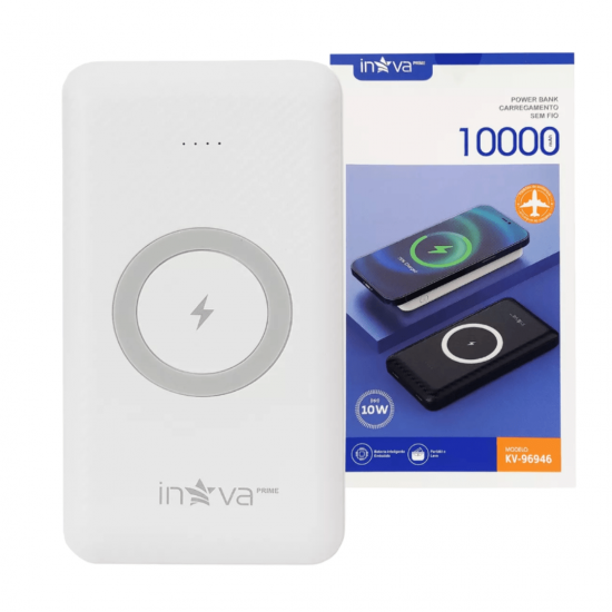 Carregador Portátil Powerbank Indução 10000mah Wireless Charger Sem Fio Original Inova