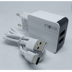 Carregador Rápido com 2 Portas USB Tipo C Inova CAR-9010 4.8A