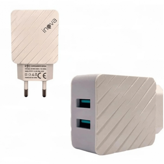 Carregador Rápido Fonte 4.8a 2 Entradas Original Turbo Inova