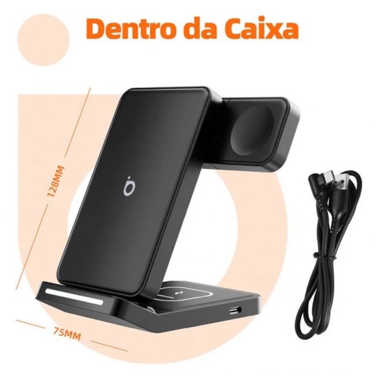 Carregador Sem Fio Magnético 3 em 1 Basike Ba WXC011 – 15W, Quick Charge