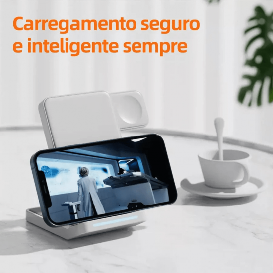 Carregador Sem Fio Magnético 3 em 1 Basike Ba WXC011 – 15W, Quick Charge