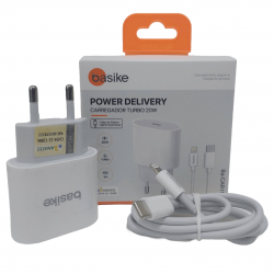 Carregador Turbo 20W Power Delivery Com Cabo Tipo-C/Lightning Incluso - Basike
