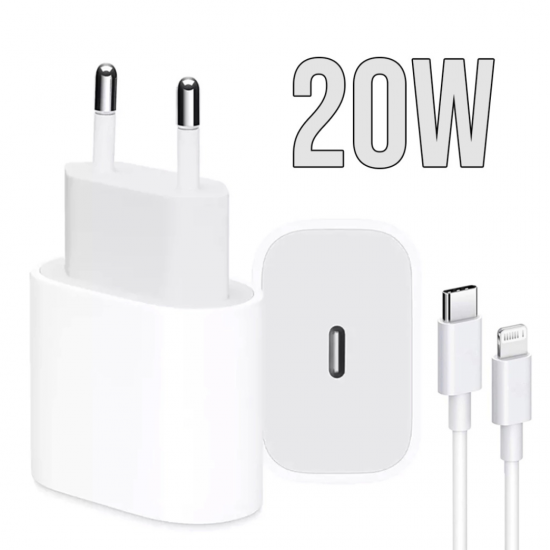 Carregador Turbo 20W Power Delivery Com Cabo Tipo-C/Lightning Incluso - Basike