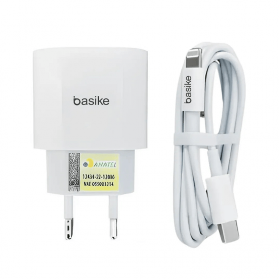 Carregador Turbo 20W Power Delivery Com Cabo Tipo-C/Lightning Incluso - Basike