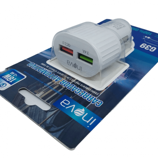 Carregador Veicular 3.4A e Q.C 3.0 Com 2 USB - Inova