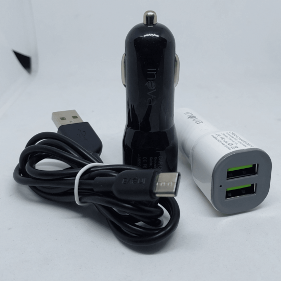Carregador Veicular 4.1A com 02 Portas USB com Cabo tipo-c - INOVA