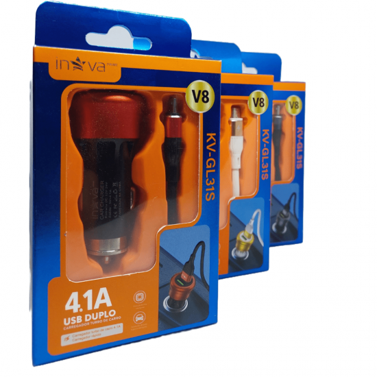CARREGADOR VEICULAR INOVA  V8 4.1A 2USB