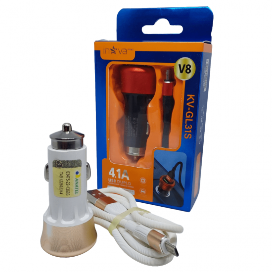 CARREGADOR VEICULAR INOVA  V8 4.1A 2USB