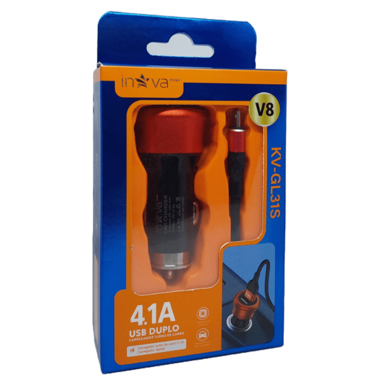 CARREGADOR VEICULAR INOVA  V8 4.1A 2USB
