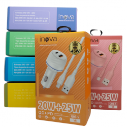 Carregador Veicular V8 45W com 1 Entrada TC e 1 USB - G03-S MKL - INOVA