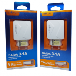 Carregadores P/celular V8 e tipo-c Inova 3.1a Original KV-9008