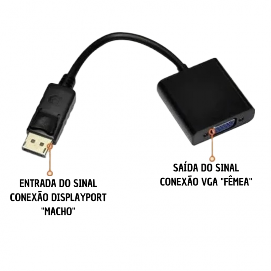 Cabo conversor display port P/ vga video - INOVA