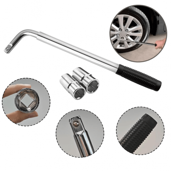 Chave de Roda L Universal Extensiva Alongável Telescópica 17/19/21/23mm Reforçada Aço Cromo
