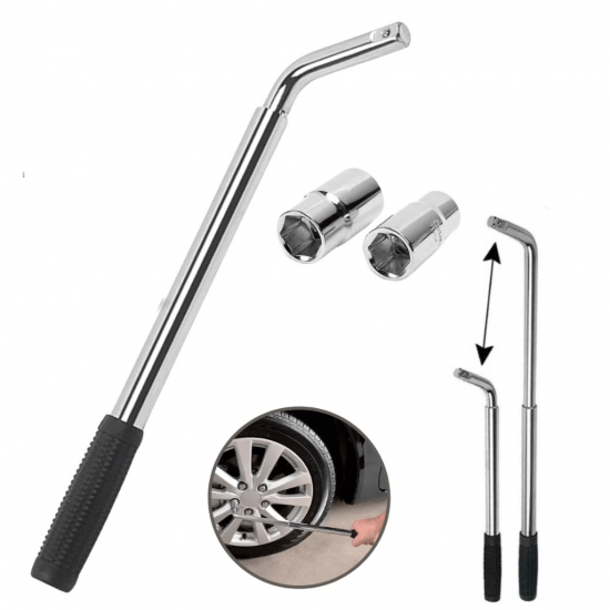 Chave de Roda L Universal Extensiva Alongável Telescópica 17/19/21/23mm Reforçada Aço Cromo