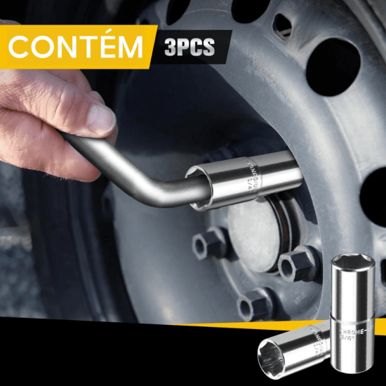 Chave de Roda L Universal Extensiva Alongável Telescópica 17/19/21/23mm Reforçada Aço Cromo