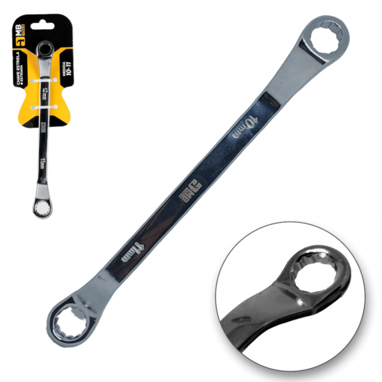 Chave Estrela Profissional Cromo-Vanádio 10 e 11mm Boca Estriadas