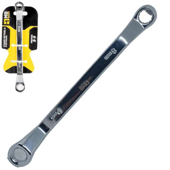 Chave Estrela Profissional Cromo-Vanádio 8 e 9mm Boca Estriadas