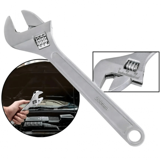 Chave Inglesa Ajustável Em Aço Carbono De 8 Polegadas 20cm