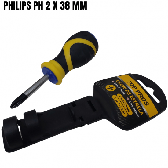 Chave Philips & Fenda Profissional TOP PROS imantada Com Cabo Emborrachado com diversos tamanhos