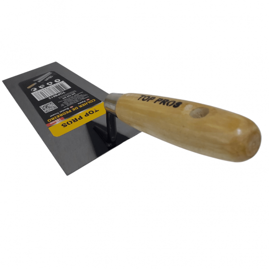 Colher de Pedreiro Quadrada (180mm) com Cabo de Madeira - Top Pros