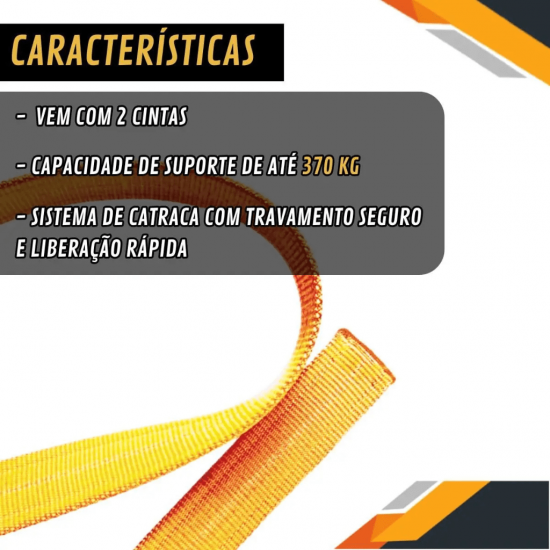 Conjunto 2 Cintas De Amarração Com Catraca 2,5 Metros - TOP PROS