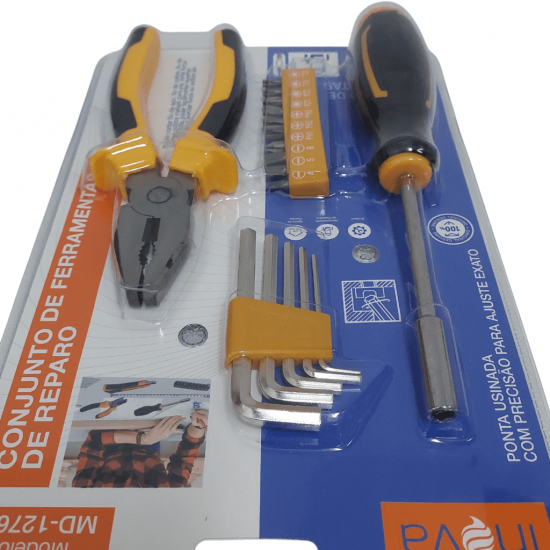 CONJUNTO 3 PECAS DE FERRAMENTAS MANUAIS, SENDO: ALICATE, CHAVES ALLEN, CHAVE INTERCAMBIAVEL - MD-12768
