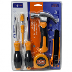 CONJUNTO 6 PECAS DE FERRAMENTAS MANUAIS, SENDO: CHAVE DE FENDA, CHAVE TESTE, CHAVE PHILLIPS, TRENA, ESTILETE - MD-12766