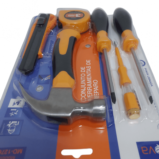 CONJUNTO 6 PECAS DE FERRAMENTAS MANUAIS, SENDO: CHAVE DE FENDA, CHAVE TESTE, CHAVE PHILLIPS, TRENA, ESTILETE - MD-12766