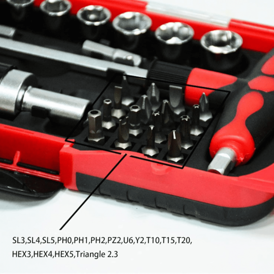 Conjunto com 29 chaves de fenda de aço carbono, bits de precisão, chave de soquete para reparo doméstico e profissional