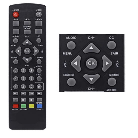 Controle compative  com Conversor Receptor Aquário Dtv5000 Dtv7000
