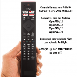 Controle Remoto compatível Philip 4K Android TV serie 7900 AMBILIGHT