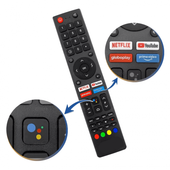 CONTROLE REMOTO COMPATÍVEL TV PHILCO SMART GCBLTV02AIBBT S/Comando de Voz