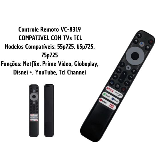 Controle remoto Compativel tv smart tcl 4k 55p725, 65p725, 75p725