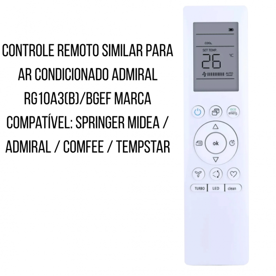 Controle Remoto Para Ar Condicionado Split Springer Midea RG10A(B2S)BGEF