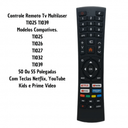 Controle Remoto Para Tv Multilaser Led Smart 4k Tl032