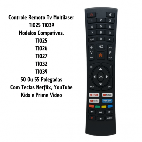 Controle Remoto Para Tv Multilaser Led Smart 4k Tl032