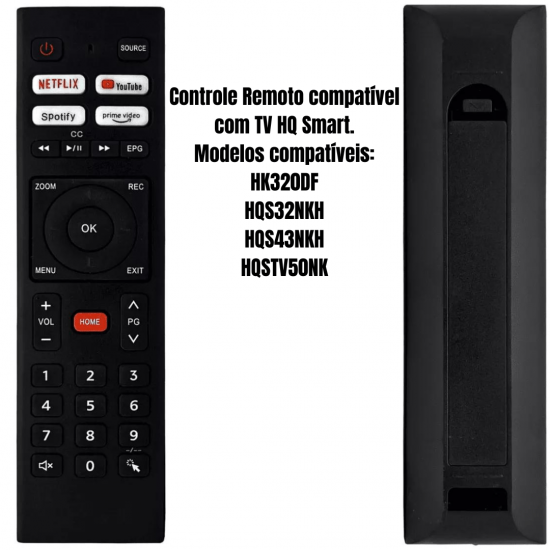 Controle Remoto TV HQ Smart HQS32NKH HQS43NKH HK320DF