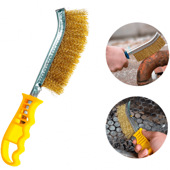 Escova De Aço Manual Limpa Grelhas Tira Ferrugem Com Cabo Anatômico - top6798