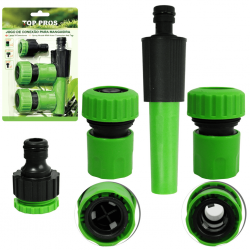 ESGUICHO PARA MANGUEIRA RETO COM 2 ENGATES ¾'' + CONECTOR CURTO E BICO COM REDUTOR ¾'' PARA ½'' TOP PROS