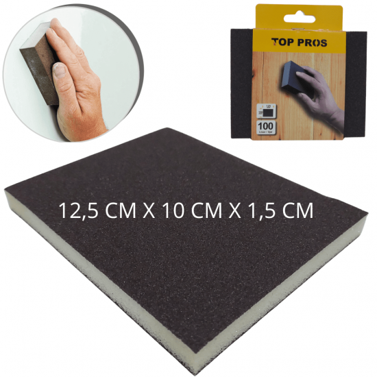 ESPONJA DE LIXA N° 100 TOP PROS 125X100X15MM - TOP5233