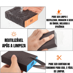 ESPONJA DE LIXA RETANGULAR 80 TOP PROS 100X70MM - TOP5231