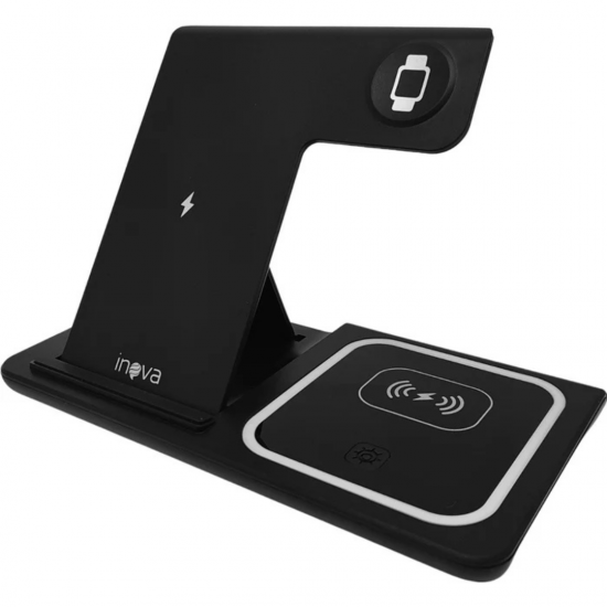 Estação Carregador por Indução Sem Fio Dobrável 3 em 1 Inova
