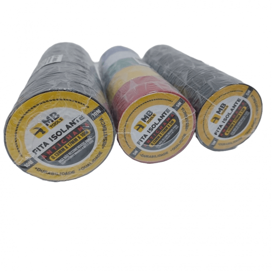 FITA ISOLANTE PRETA E DE CORES SORTIDAS 5M E10M COM 10 UNIDADES