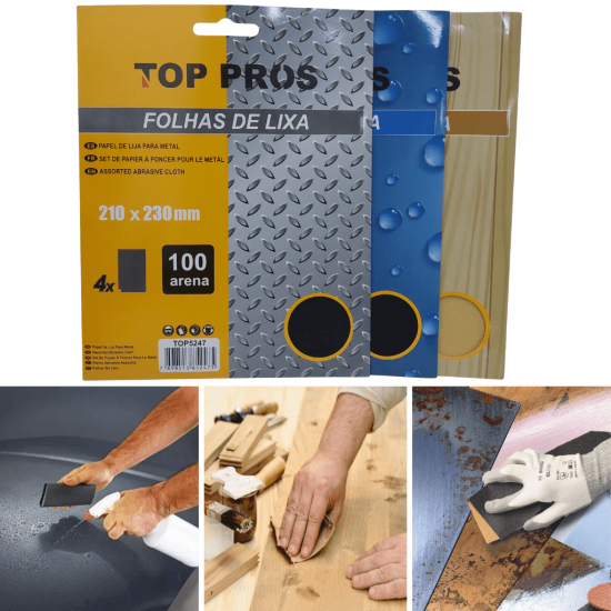 Folhas De Lixa Com 5 e 4 Unidades - Top Pros