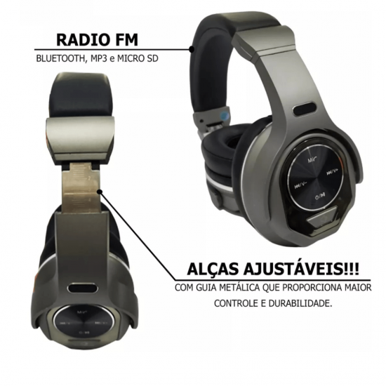 Fone de Ouvido Headphone Ba FON 6689 - Bluetooth 5.3, Redução de Ruído, Rádio FM, Alto Falante