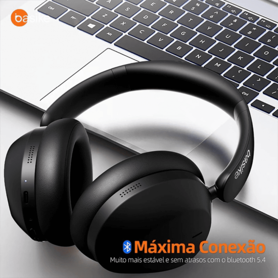 Fone de Ouvido Bluetooth Sem Fio, ANC, Headphone Com Microfone - basike